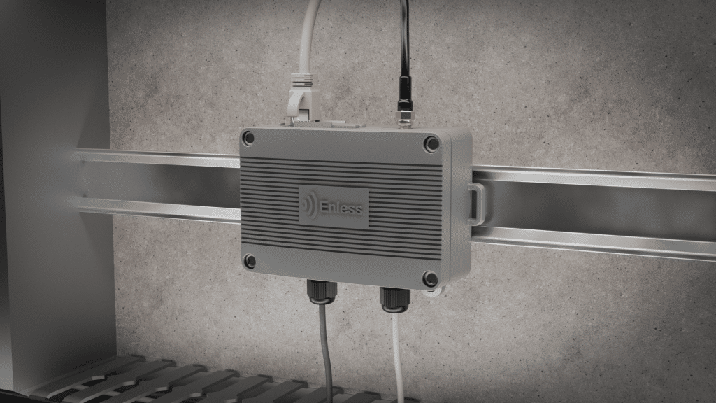 LoRa Easy receiver LoRa Easy on a DIN rail in an electrical cabinet